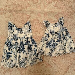 LoveShackFancy X Gap Blue Floral Kids Dresses